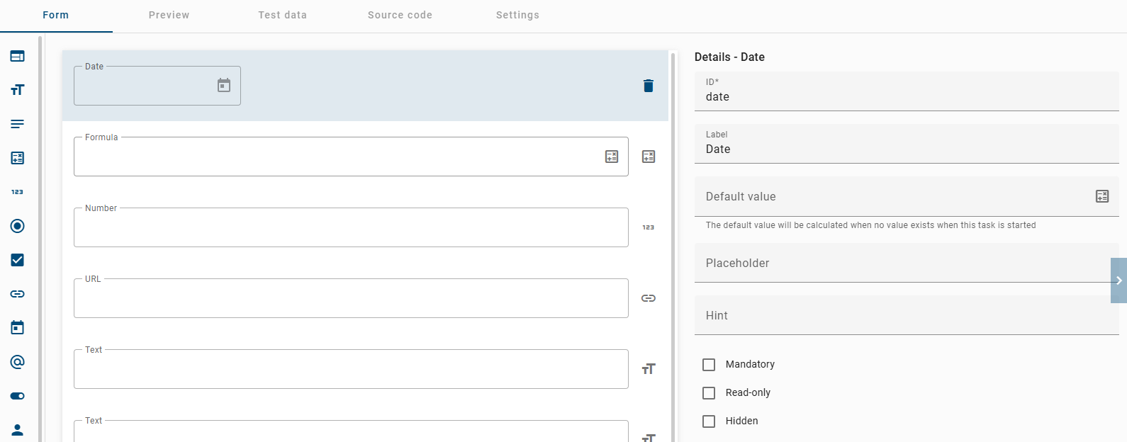 The screenshot which is displayed here shows the detail page of the date form.