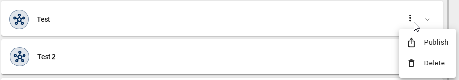 The screenshot shows the option to publish an existing context.